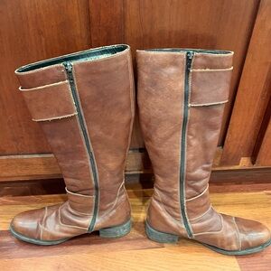 Rieker Tall Leather Equestrian Riding Boots Brown Side Zipper, Wool Lining 40 9